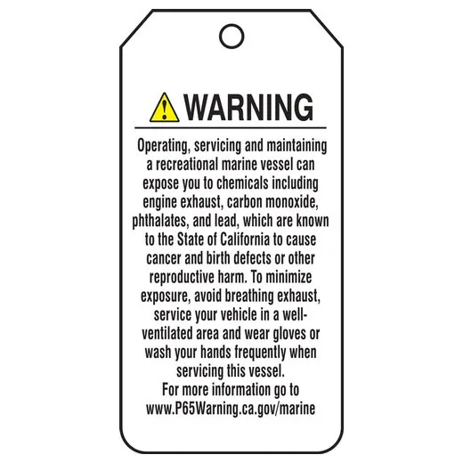 Accuform TRM205CTP 4-1/4"" x 2-1/8"" Prop 65 Recreational Vessel Exposure Safety Sign: Cancer and Reproductive Harm