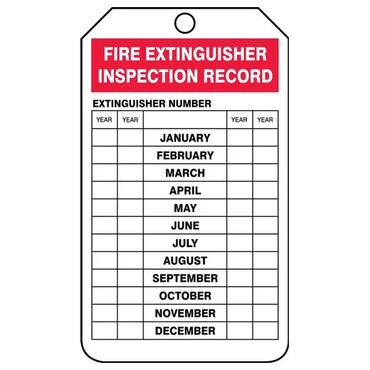 Accuform TRS217CTP OSHA Fire Extinguisher Tags: Fire Extinguisher Inspection Record