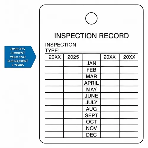 Accuform TRS223 3"" x 2 1/4"" Aluminum Tags ""General Inspection Record"" Pack of 5 pcs