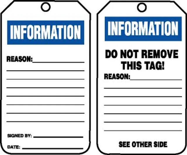 Accuform TRS241PTM Information Status Safety Tags: Information