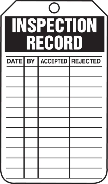 Accuform TRS249PTM Inspection Status Safety Tag: Inspection Record