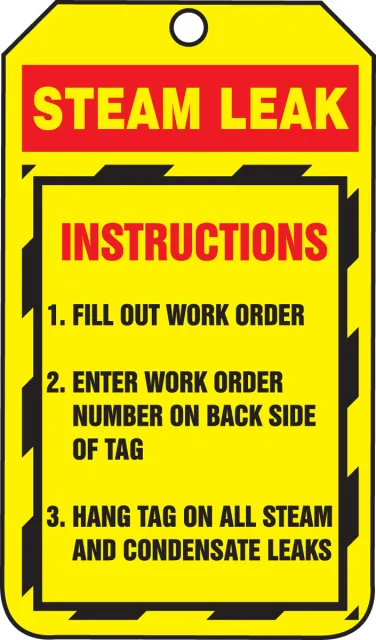 Accuform TRS254PTM Inspection Status Safety Tag: Steam Leak- Instructions