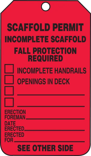 Accuform TRS320PTM Scaffold Status Safety Tag: Scaffold Permit- Incomplete Scaffold