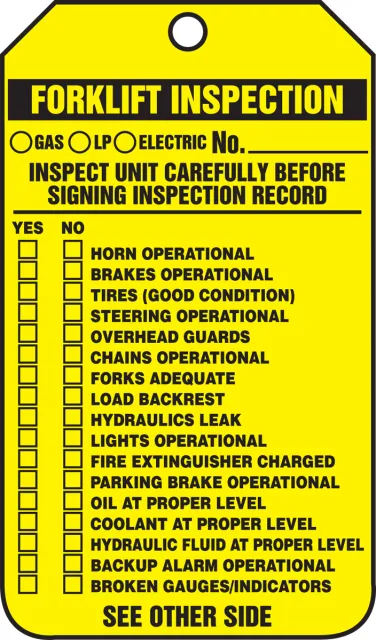 Accuform TRS336PTM Equipment Status Safety Tag: Forklift Inspection
