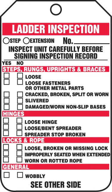 Accuform TRS340PTM Ladder Status Safety Tag: Ladder Inspection