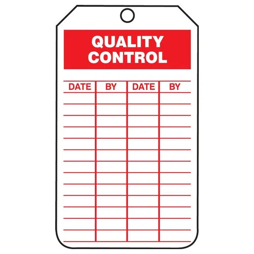 Accuform TRS344PTP 8-1/2"" x 3-7/8"" Jumbo Record Safety Tag: Quality Control