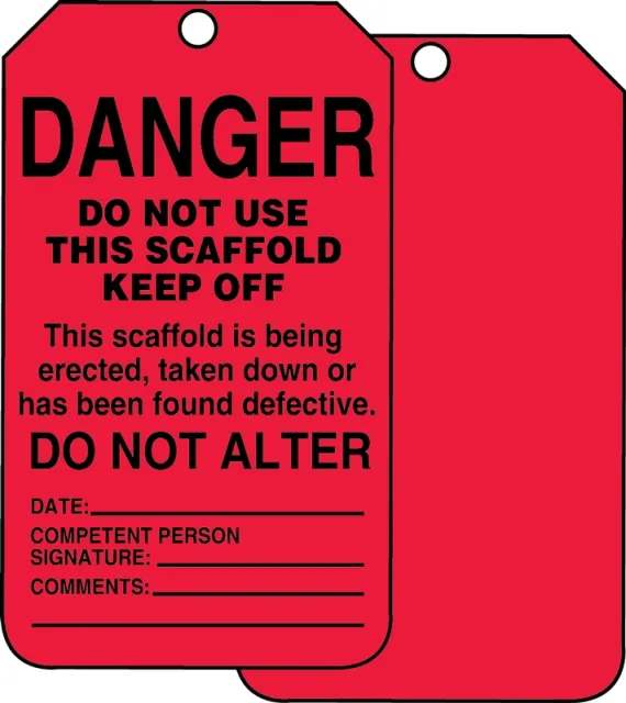 Accuform TSS101PTM Scaffold Status Safety Tag: Danger- Do Not Use This Scaffold- Keep Off