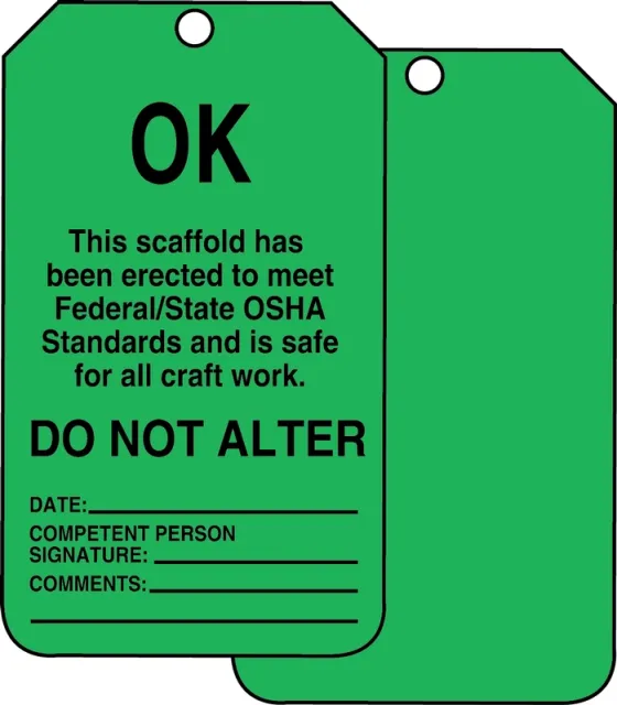 Accuform TSS103PTM Scaffold Status Safety Tag: OK- Do Not Alter