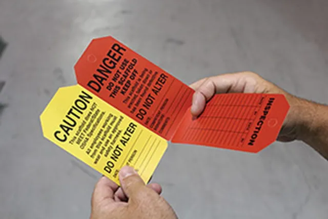 Accuform TSS200PTM Scaffold Status Safety Tag: Caution- Danger- Attention 3 N' 1 Fold Tag