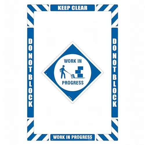 Accuform WFK21 24"" x 36"" Floor Marking Shapes Kit Blue ""Work In Progress Keep Clear Do Not Block""