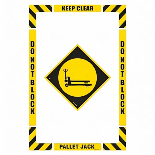 Accuform WFK23 24"" x 36"" Floor Marking Shapes Kit Yellow ""Pallet Jack Keep Clear Do Not Block""