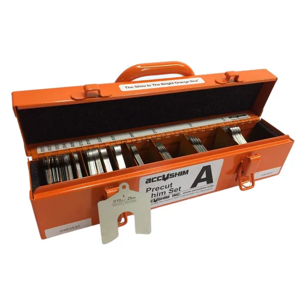 Accushim A-STARTER Size A 2"" x 2"" Shim Kit in Metal Shim Box for Use with 1/4"" to 5/8"" Hold Down Bolts (166 Pieces)