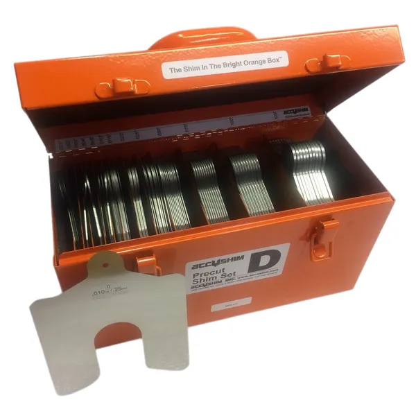 Accushim D-MINI Size D 5"" x 5"" Shim Kit in Metal Shim Box for Use with 1"" to 1-5/8"" Hold Down Bolts (130 Pieces)