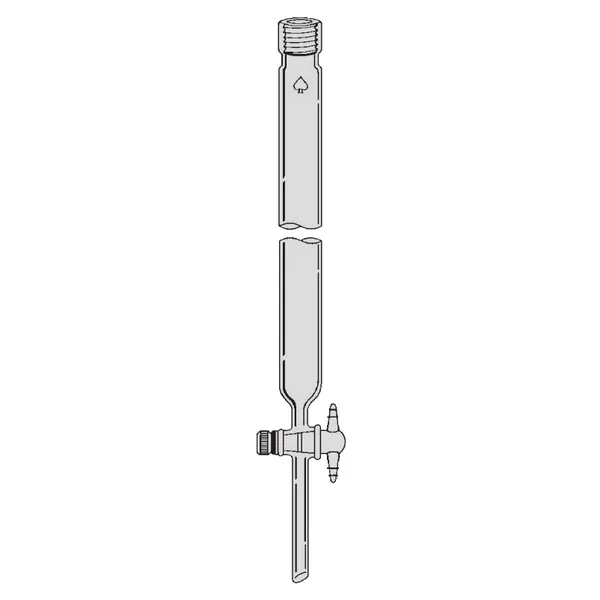 Ace Glass 5902-21 19 x 610 mm Chromatography Column 1:5 PTFE Stopcock Plug, with #15 Ace-Thred, without Fritted Disc