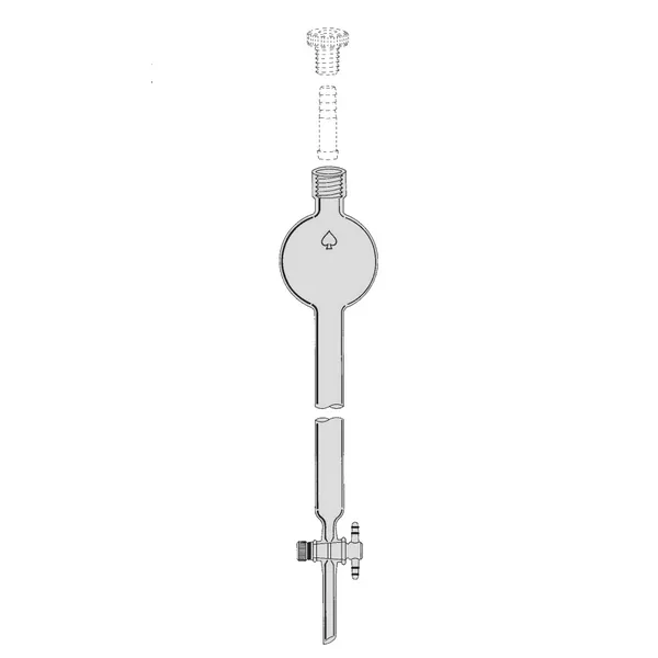 Ace Glass 5908-44 19 x 300 mm Complete Chromatography Column with Integral Reservoir, 1:5 PTFE Plug, #15 Ace-Thred