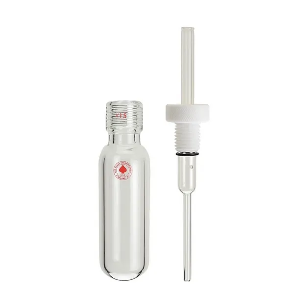 Ace Glass 8648-181 38.1 mm O. D. x 30.5 cm (12"") Pressure Tube with Plunger Valve & Thermowell 210 mL #15 Ace-Thred