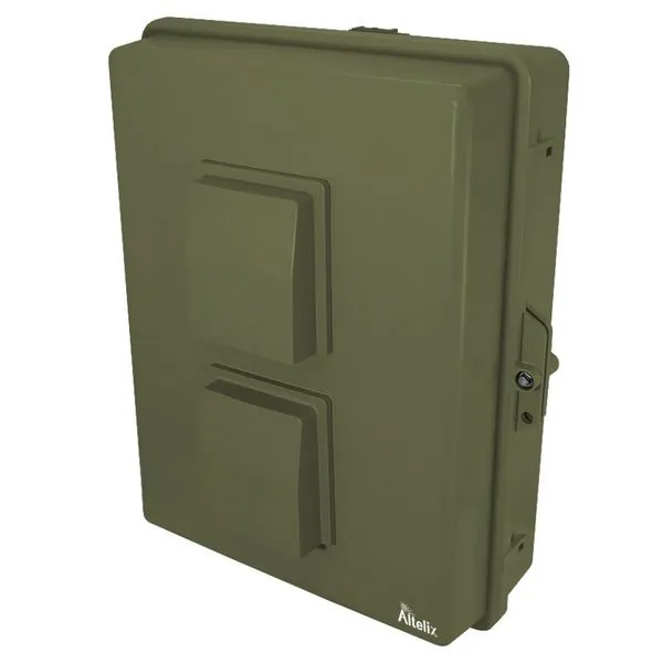 Altelix NP17GNVFA1C-STK1 NP Series OD Green Polycarbonate Weatherproof Enclosure for Starlink Satellite Router (Gen 2) & Mesh Node with Cooling Fan