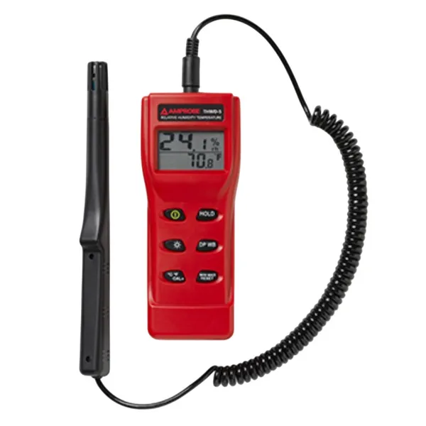 Amprobe The THWD-5 Relative Humidity & Temperature Meter w/ wet bulb & dew point is a microprocessor-based psychrometer is designed for HVAC