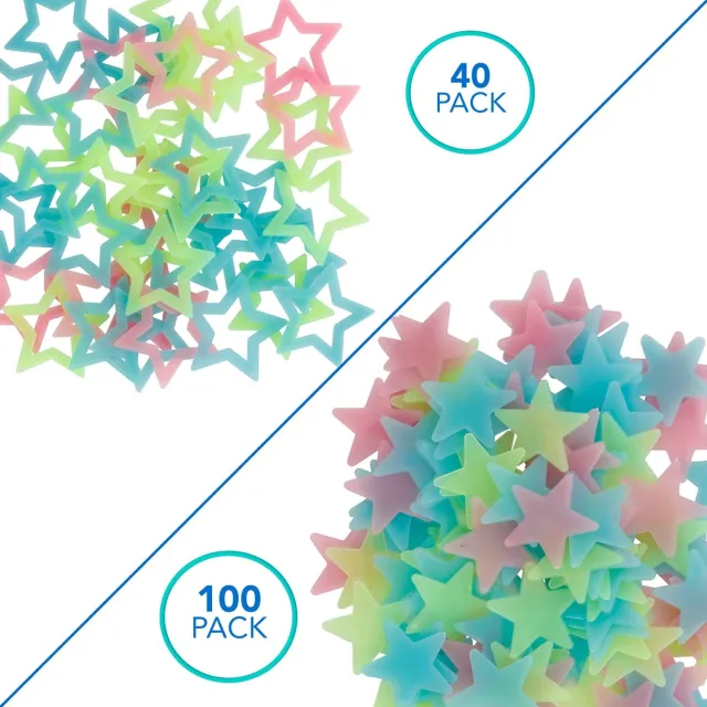 AmScope ACC-STAR AmScope 1.85"" Hollow Glow in the Dark Stars 40PC and 1.18"" Glow in the Dark Stars 100PC w/ Double-Sided Adhesive Foam Tapes