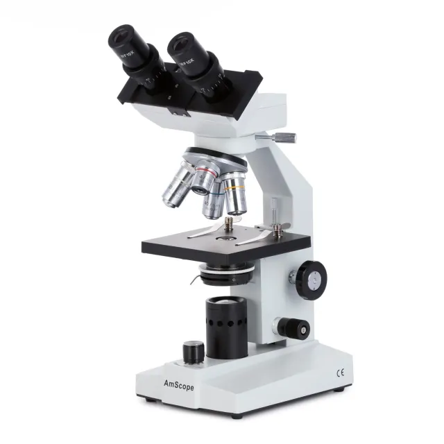 AmScope B100B B100 Series Biological Binocular Compound Microscope 40X-2000X Magnification With LED Light