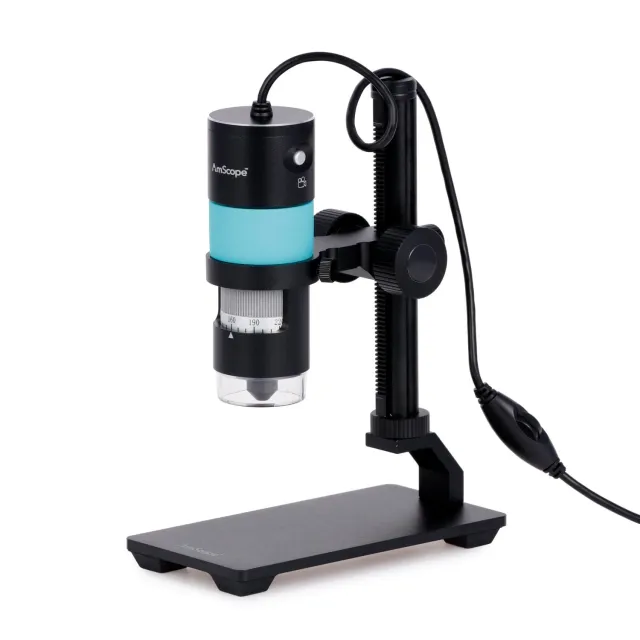 AmScope HHD8300-P 8.3 MP Professional Polarizing Handheld Digital USB Microscopes w/ 10X-280X Magnification, LED Ring Illuminator, and Table Stand