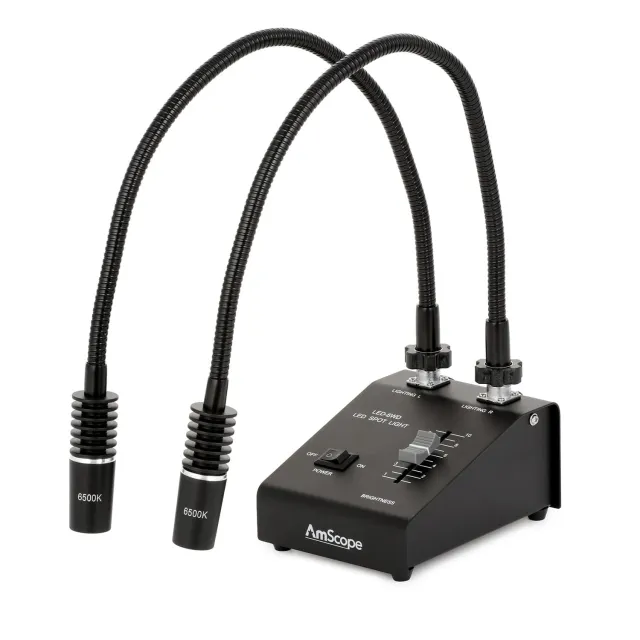 AmScope LED-6W Powerful 6 Watt LED Dual Gooseneck Illuminator