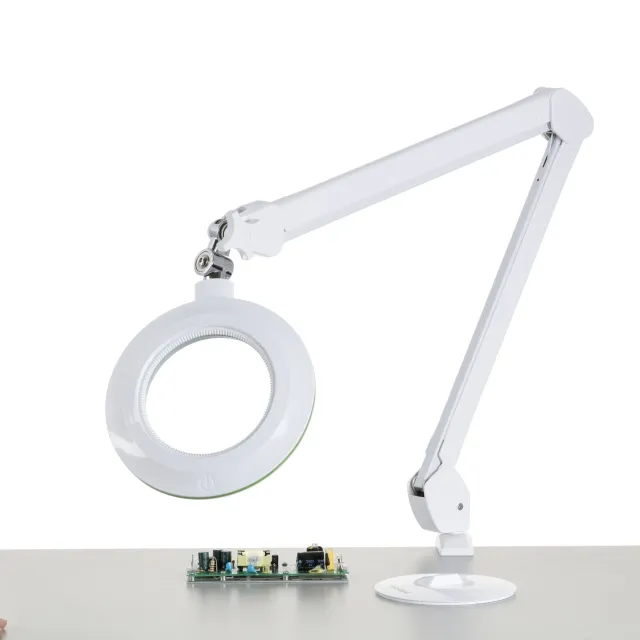 AmScope MAGLED-8066D8 1.75X Magnification 5"" Diameter Lens 3 Diopter LED Magnifying Lamp on Articulating Arm w/ Heavy-Duty Table Clamp
