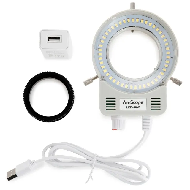 AmScope LED-48W 48 LED Microscope Ring Light with Dimmer