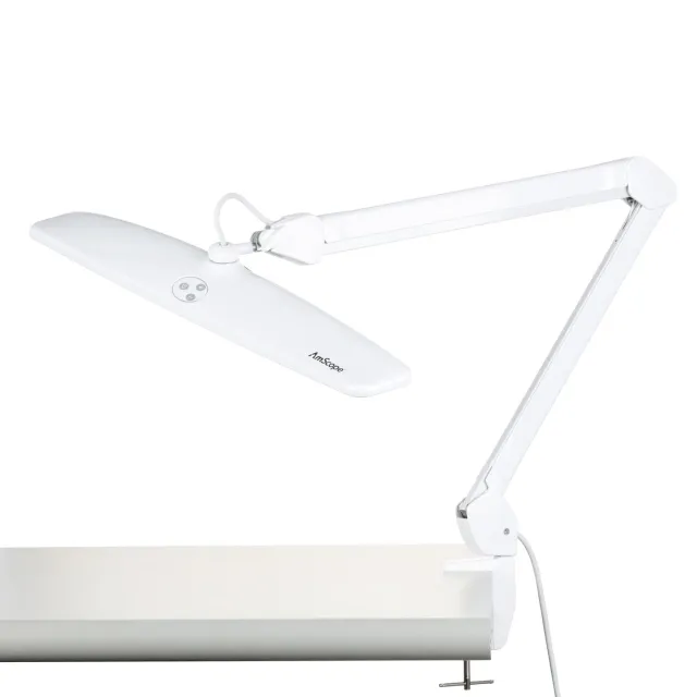 AmScope LMP-84 21W 84 LED Task Lamp on Articulating Arm w/ Table Clamp