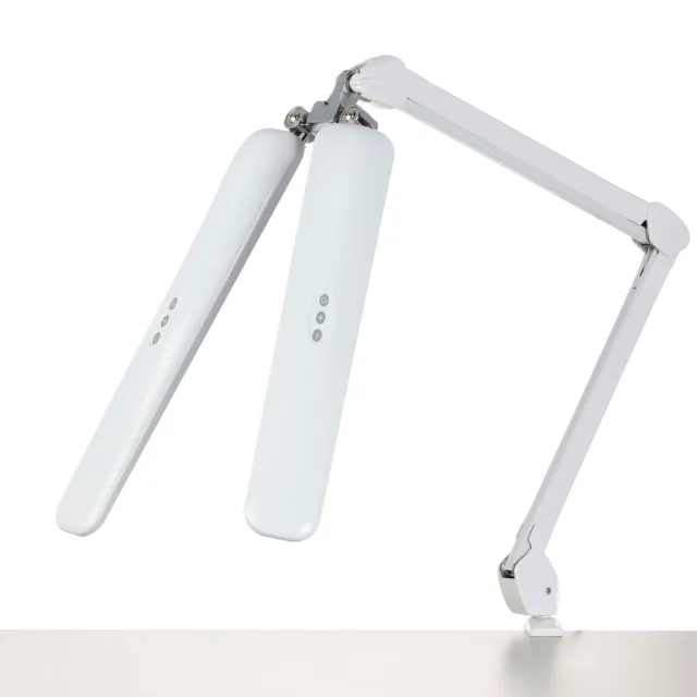 AmScope LMP-D180 24W 180 LED Dual-Head Task Lamp on Articulating Arm w/ Table Clamp