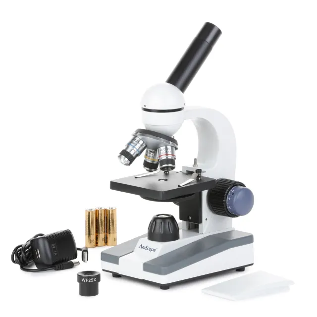 AmScope M150C M150 Series Portable LED Monocular Student Compound Microscope 40X-1000X Magnification