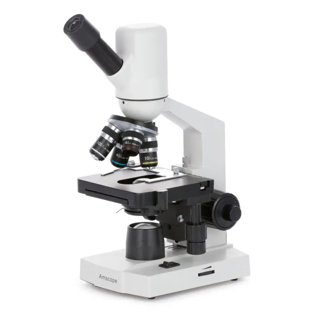 AmScope M220-3MP M220 Series Monocular Widefield Digital Integrated Compound Microscope 40X-1000X Magnification With Built In 3MP USB Camera