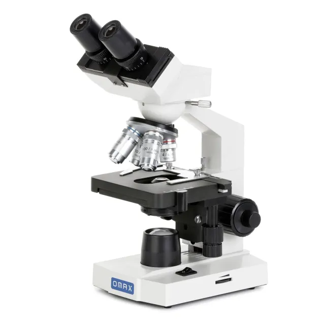 AmScope M82ES OMAX M82E Series Binocular Biological Compound Microscope 40X-2000X Magnification Lab LED with Mechanical Stage