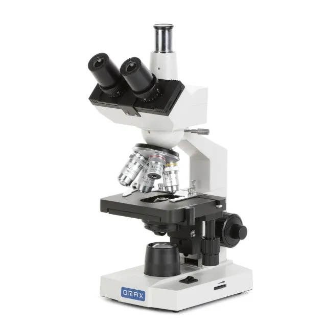 AmScope M83EZ OMAX M83EZ Series Trinocular Compound Microscope 40X-2500X Magnification LED Lab with Double Layer Mechanical Stage