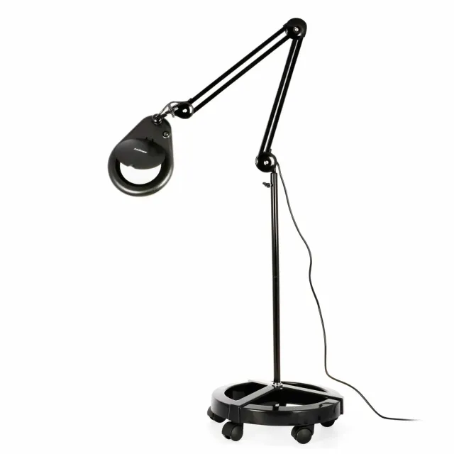 AmScope MAGLED-56-FS-B 1.75X Magnification 5"" Diameter Lens 56 LED 9W Magnifying Lamp w/ Rolling Floor Stand in Black