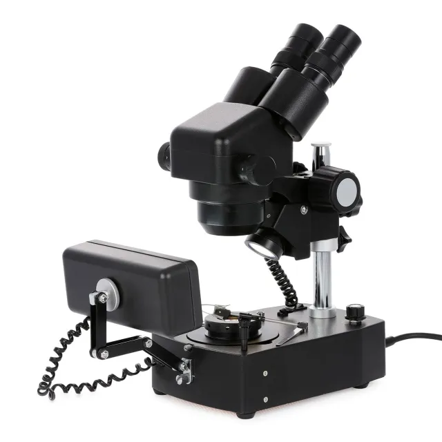 AmScope SH-2B-SL-DK SH-2 Series Jewelry Gem Binocular Stereo Microscope 10X-40X Magnification on Pillar Stand w/ Three Lights