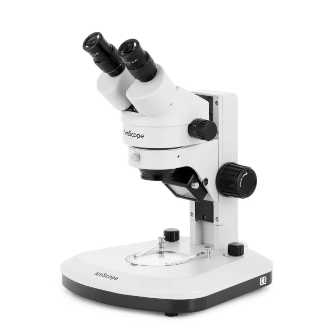 AmScope SM-1B-RL Zoom Binocular Stereo Microscope 7X-45X Magnification on Track Stand