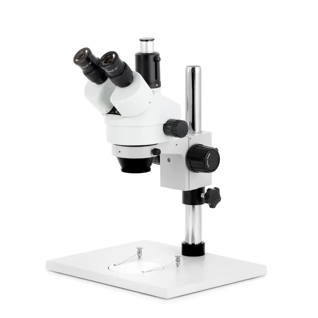 AmScope SM-1TYY-64S-10M SM-1 Series Zoom Trinocular Stereo Microscope 7X-135X w/ 64 LED Compact Ring Light and 10MP USB 2.0 C-mount Camera on Pillar Stand w/ Extra Large Base Plate