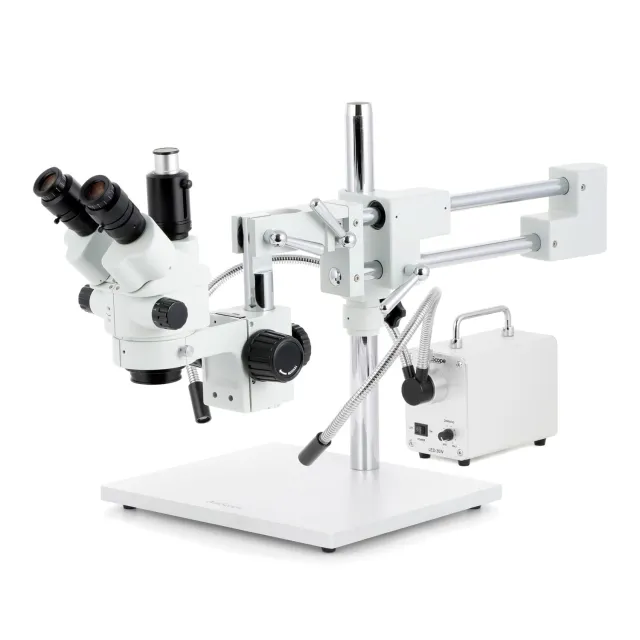 AmScope SM-4NTPY-30WY-AF25 SM-4 Series Simul-Focal Lockable Zoom Trinocular Stereo Microscope 7X-90X with 30W LED Lights and 1080P 5MP HDMI