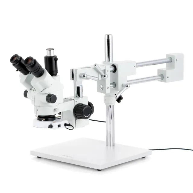 AmScope SM-4NTPYY-80S-AF25 SM-4 Series Lockable Zoom Trinocular Stereo Microscope 7X-135X Magnification with 80 LED Ring Light and 1080P 5MP HDMI