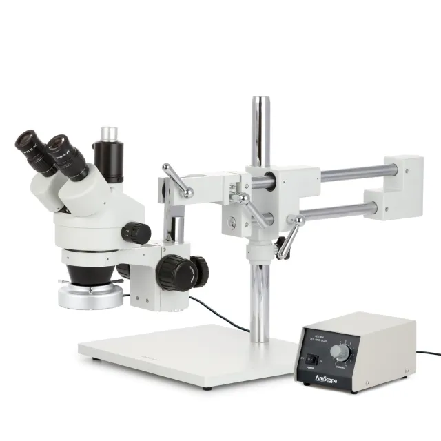 AmScope SM-4TYY-80M-10M3 SM-4 Series Zoom Trinocular Stereo Microscope 7X-135X Magnification with 80 LED Ring Light and 10MP USB 3.0