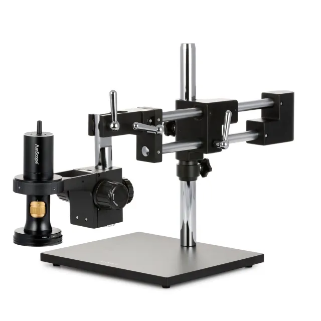 AmScope DM756W2D-DAB 1080p All-in-One Wi-Fi/USB Digital Microscope 0.7X-11.2X Magnification w/ Zoom Optics on Double-Arm Boom-Stand