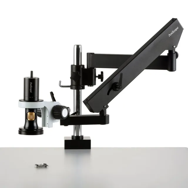 AmScope DM756W2D-APC 1080p All-in-One Wi-Fi/USB Digital Microscope 0.7X-11.2X Magnification w/ Zoom Optics on Articulating Arm w/ Pillar