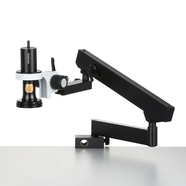 AmScope DM756W2D-ASC 1080p Wi-Fi/USB All-in-One Digital Microscope 0.7X-11.2X Magnification w/ Zoom Optics on Articulating Arm