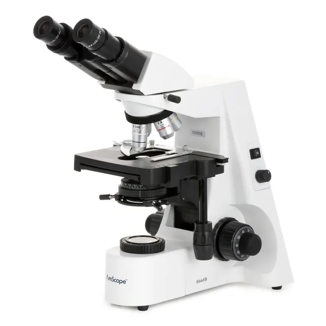 AmScope B660B-M Digital Enabled Binocular Biological Microscope C-Mount, 2000X Magnification Incandescent, USB 2.0 1.3MP Camera 3D, Mechanical Stage