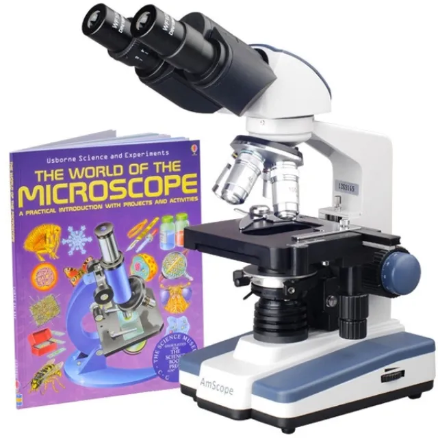 AmScope B120-WM-E5 B120 Series Binocular Compound Microscope 40X-1000X Magnification with LED, Siedentopf Head, Book and 5MP Digital Camera
