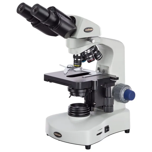 AmScope B340B-LED-M B340 Student LED Binocular Microscope 40X-2000X w/ 3D Stage & 1.3MP USB 2.0 Camera