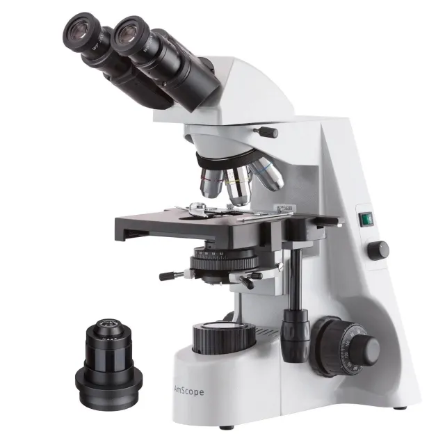 AmScope B690A-DK-E5 Koehler Brightfield, Darkfield Binocular Compound Microscope 40X-1500X Magnification w/ 5MP Digital Eyepiece