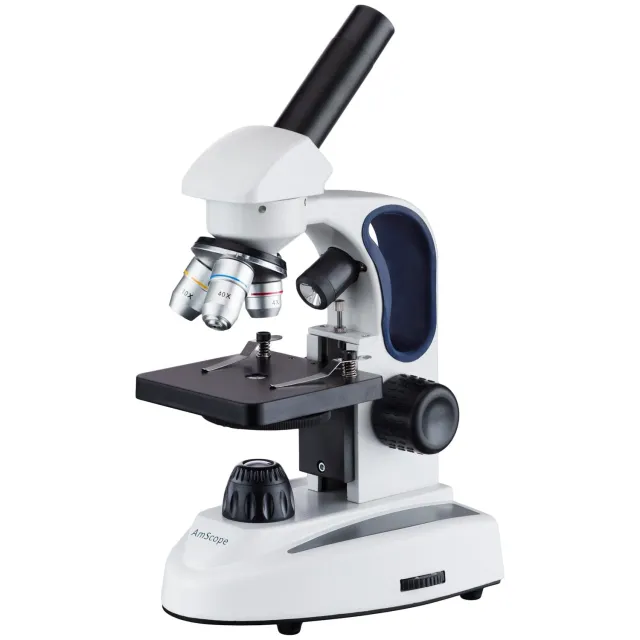 AmScope M149C-2L M149 Series Student Kids Metal Frame Glass Optics Biological Moncluar Compound Microscope 40X-1000X Magnification with Two Lights