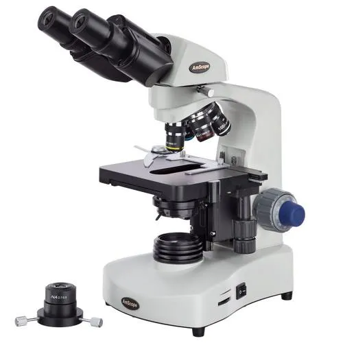 AmScope B340B-DK-LED-E B340 Series Darkfield Binocular Compound Microscope 40X-2000X Magnification w/ 3W LED, 1MP Camera and 3D Mechanical Stage